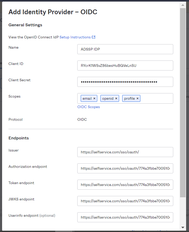 Configure Oauth or OpenID Connect SSO for custom application