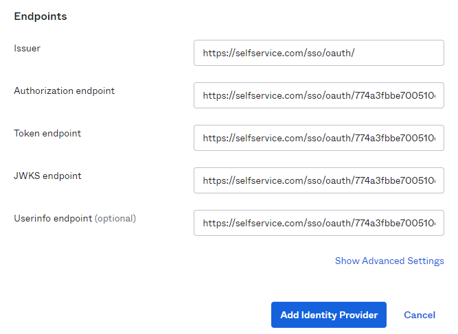 Configure Oauth or OpenID Connect SSO for custom application