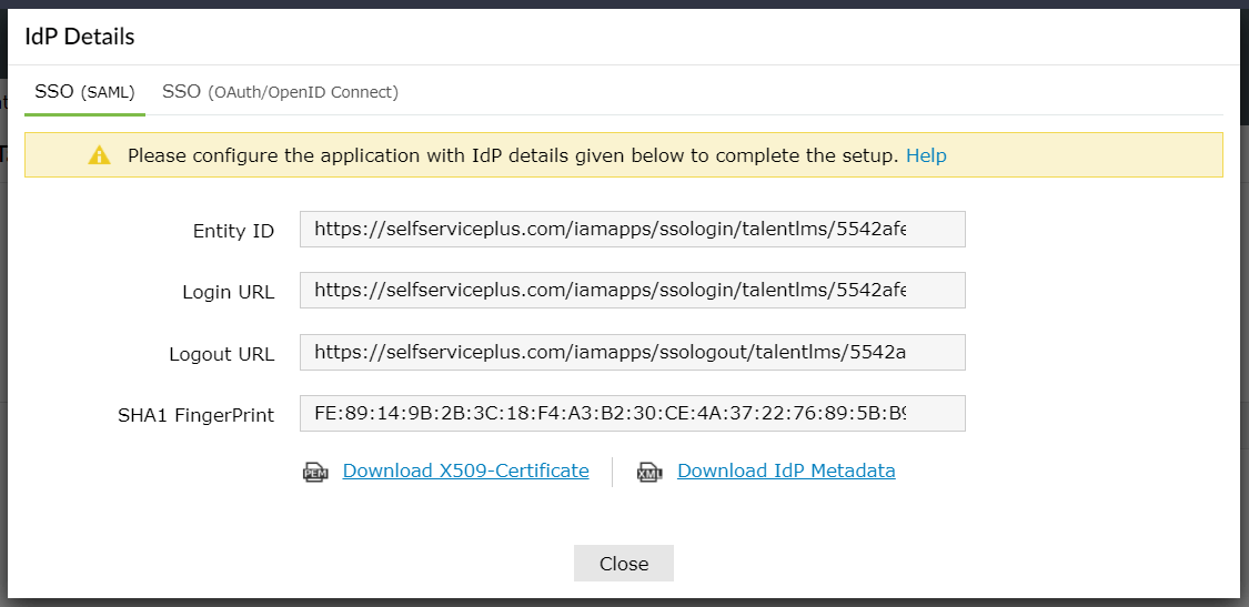 Configuring SAML SSO for TalentLMS